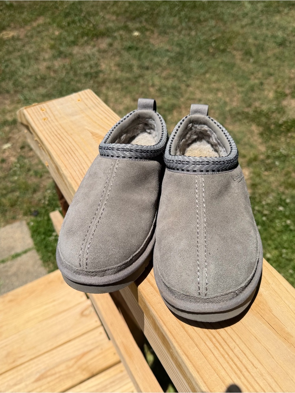 Women’s Gray Suede Slip-On Fur Lined Clog